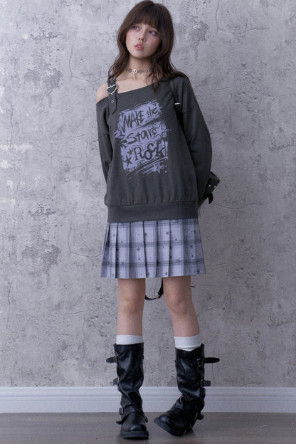 Graffiti Off-Shoulder Hoodie Dress