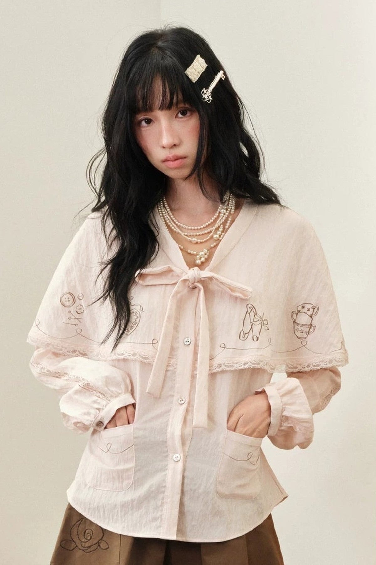 Pink Hand-Painted Cape Shirt
