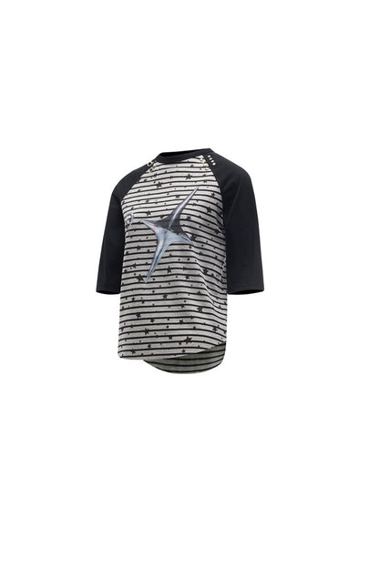 Electric Moon Rivet Striped Raglan T-shirt