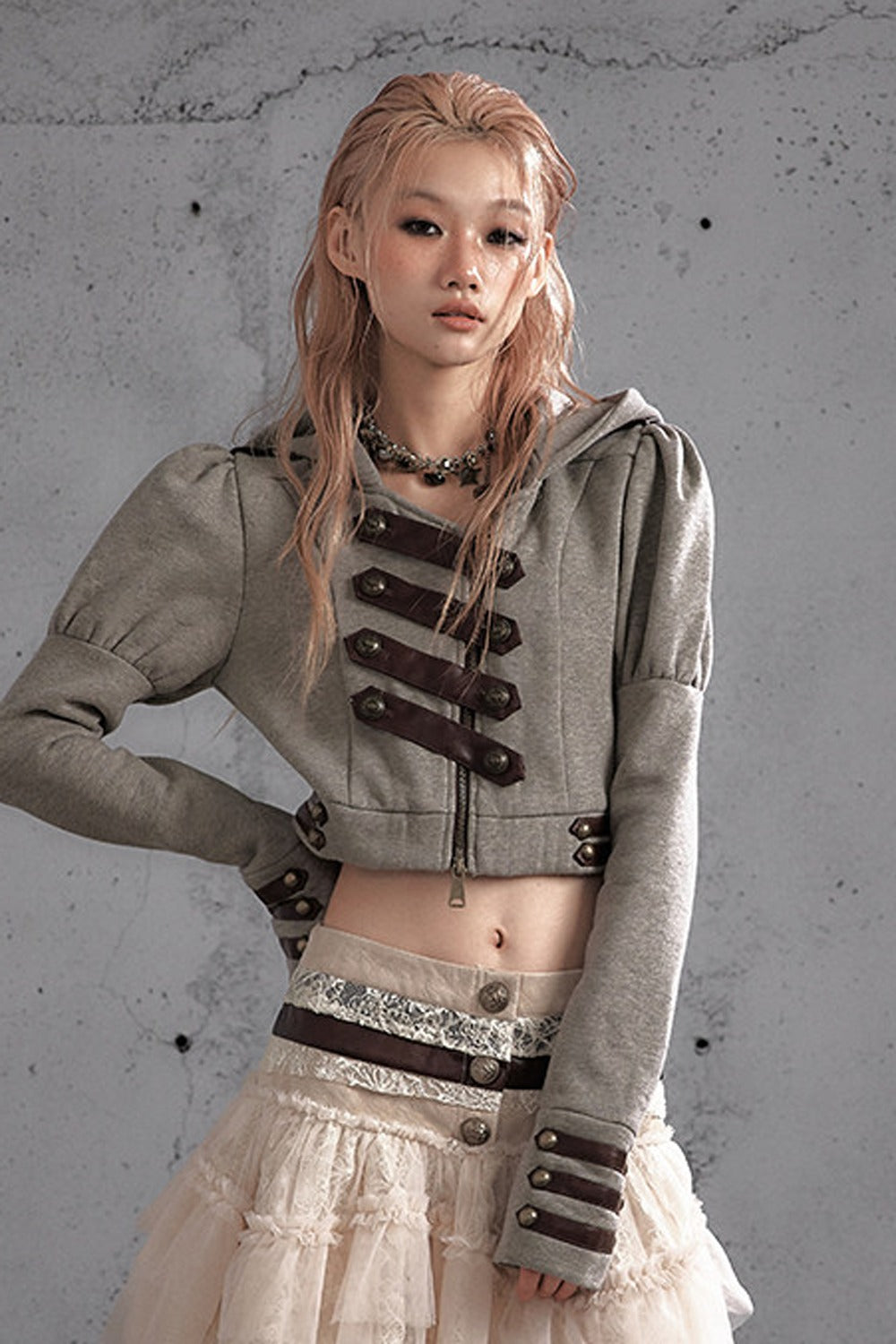 Napoleon Hooded Puff-Sleeve Sweatshirt