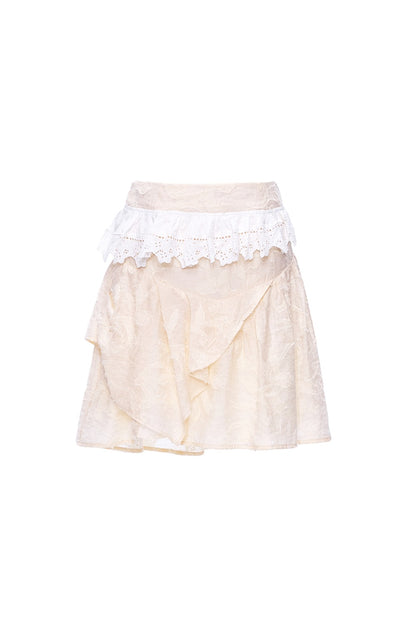 Beige Jacquard Asymmetrical Skirt
