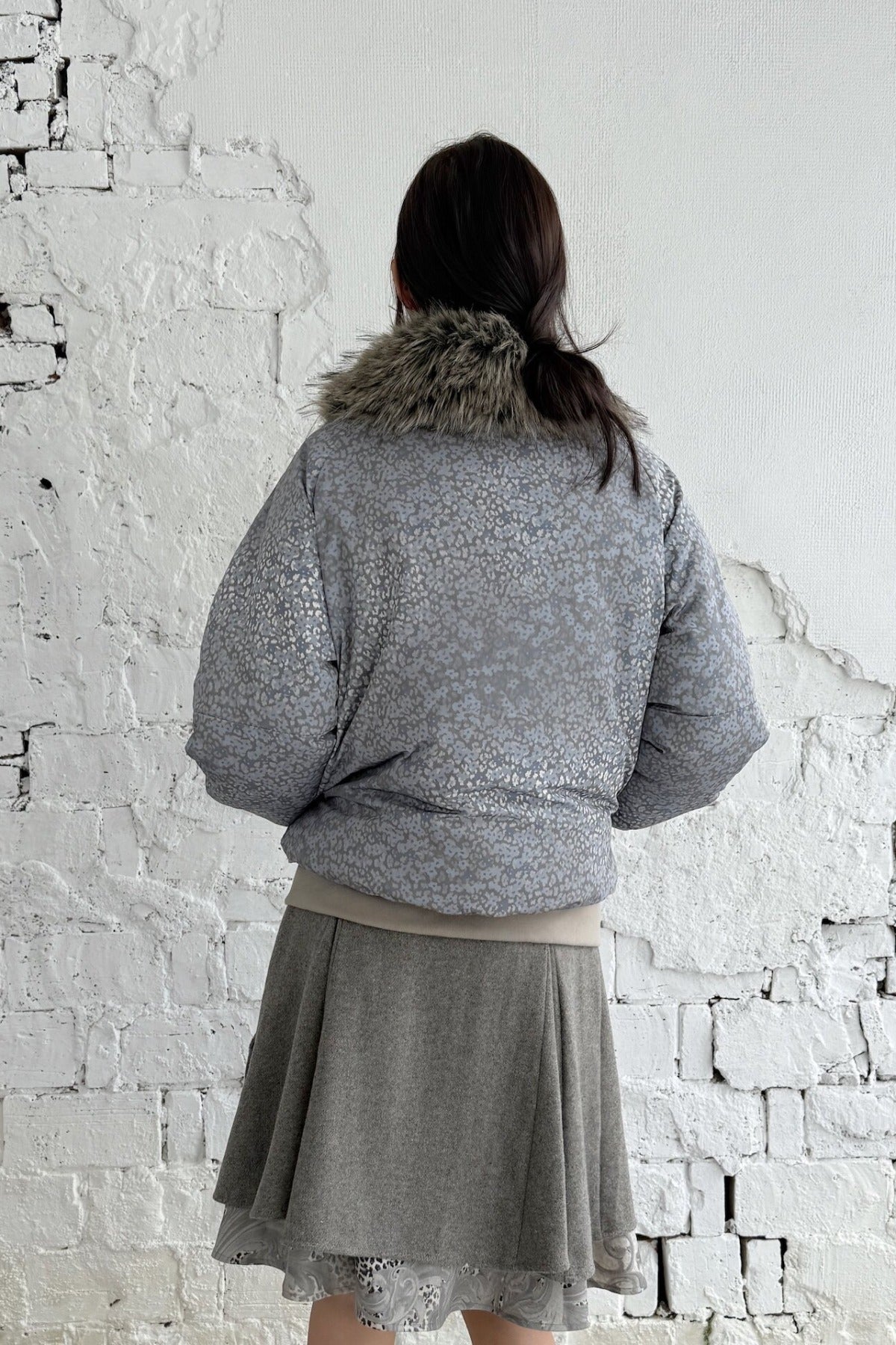 Asymmetrical Ruffled Baroque Leopard Print Wool Skirt