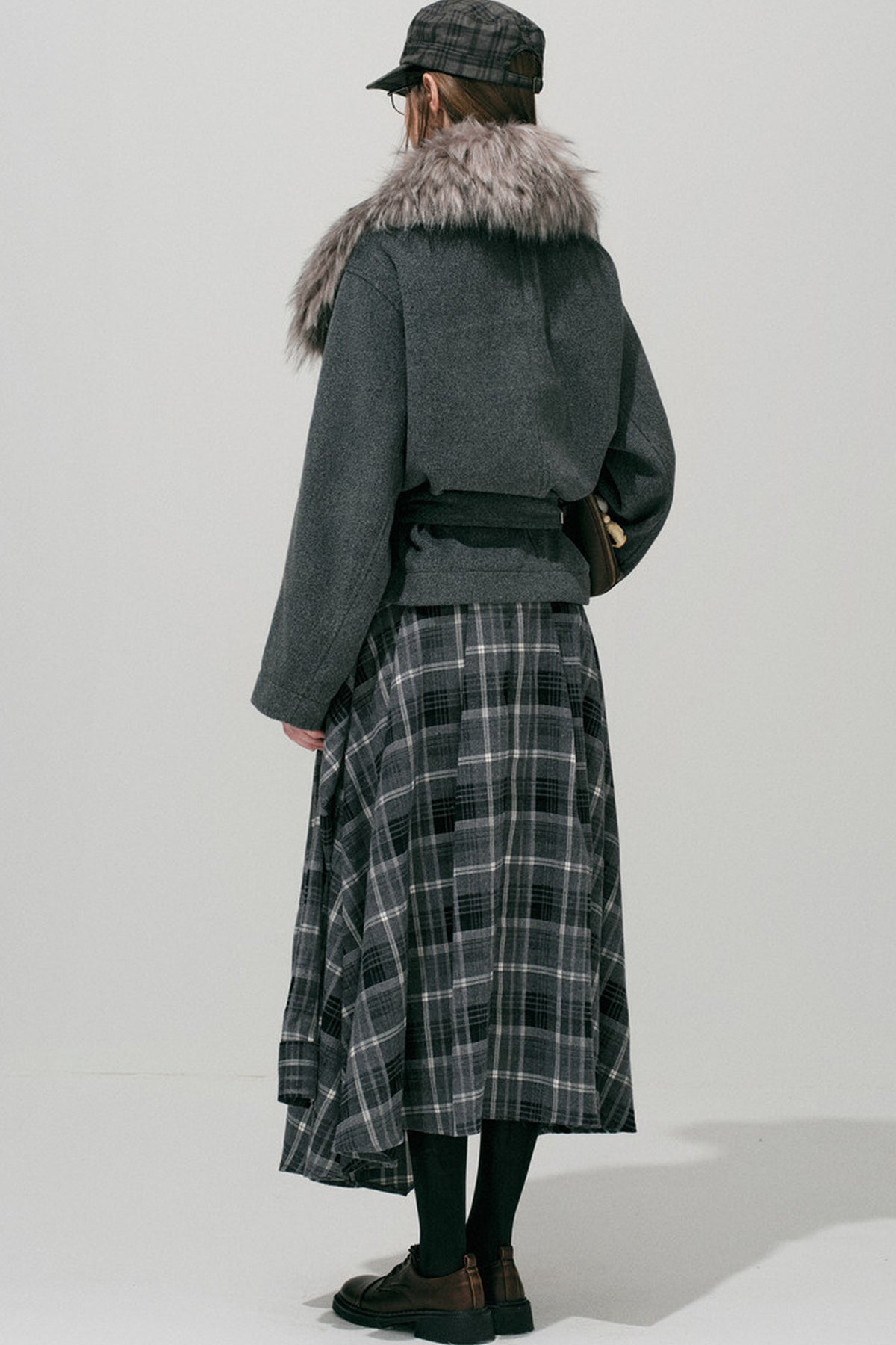 Irregular Layered Plaid Skirt