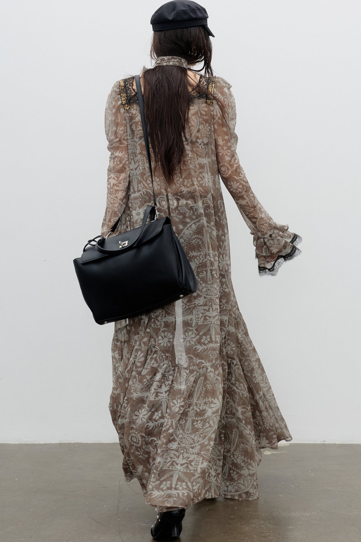 Floral Print Chiffon Maxi Dress