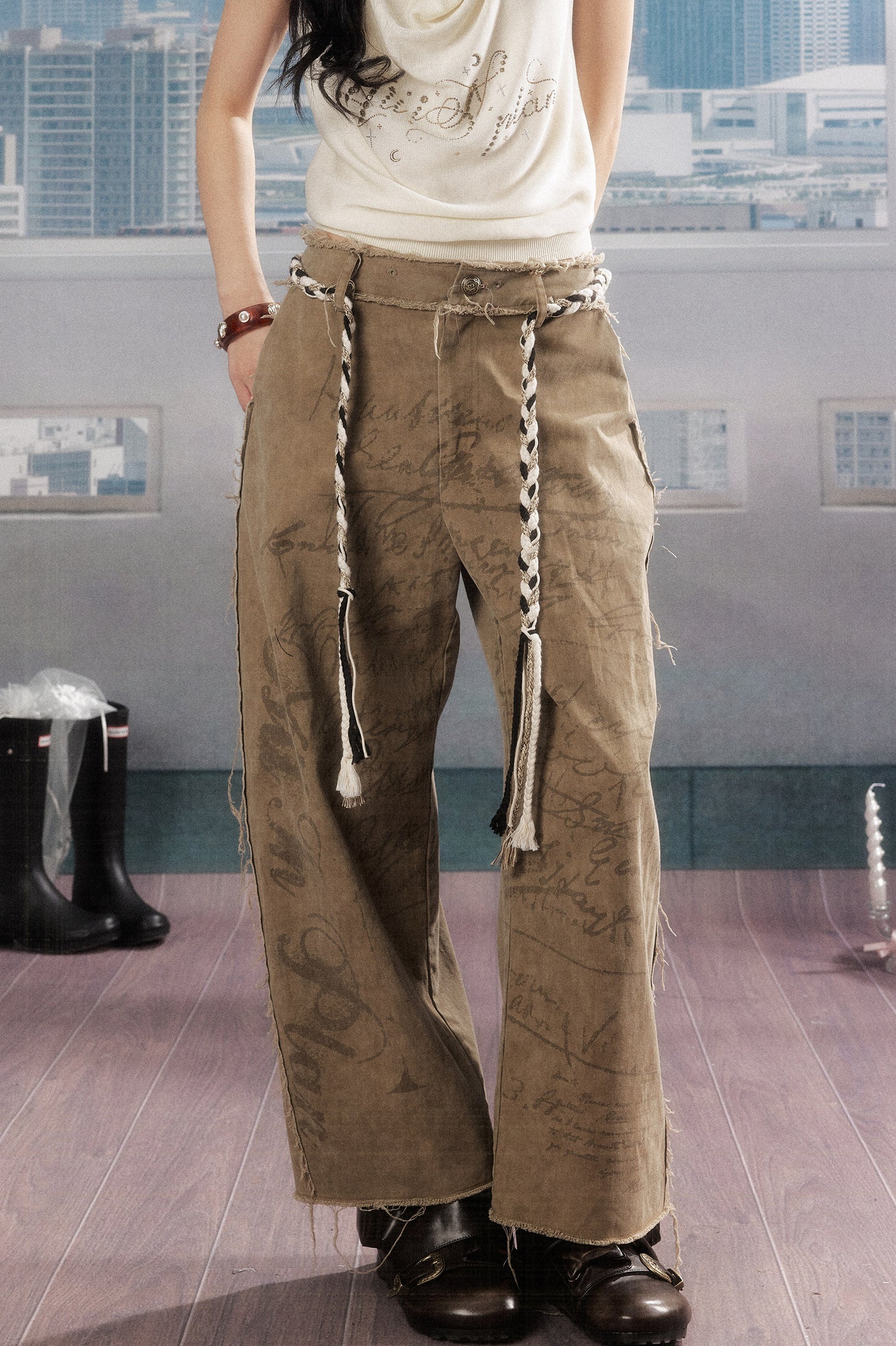 Pantalon droit imprimé