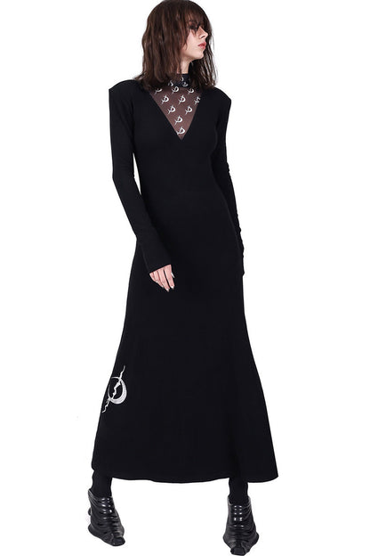 Mesh High Neck Dress