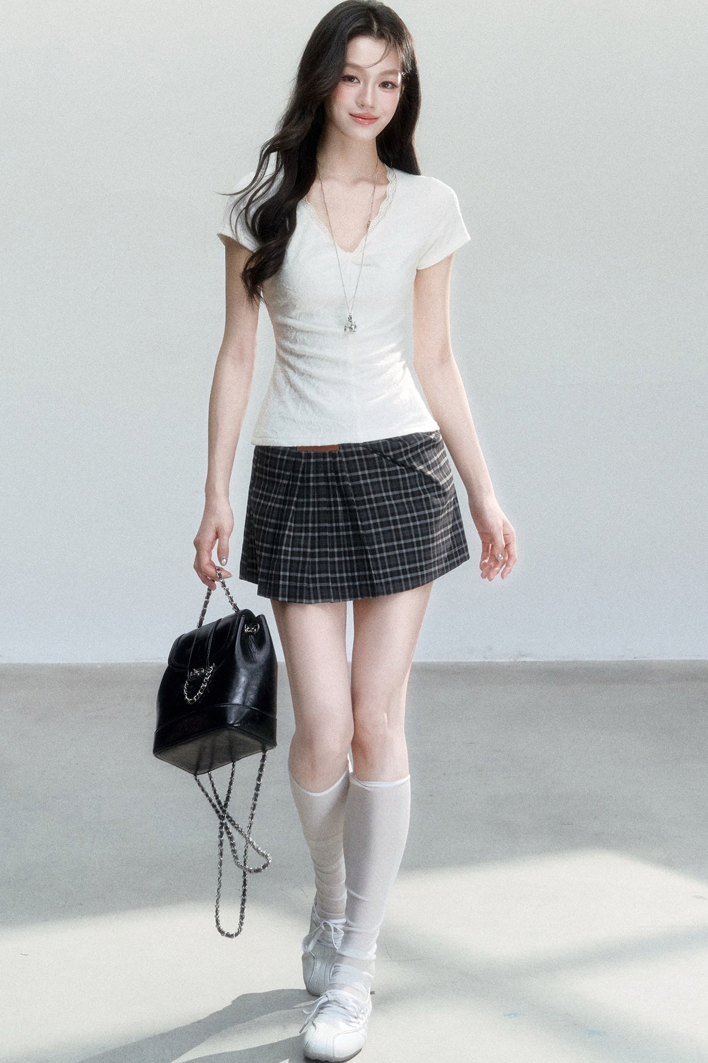 V-Neck Jacquard Textured Top