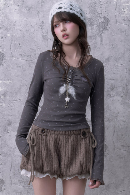 Soft Cable Knit Lantern Shorts