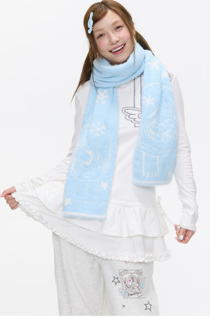 Double-Sided Knitted Illustration Scarf