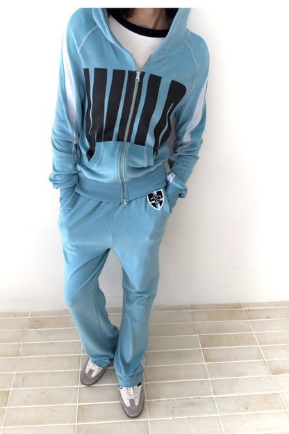 Letter Print Color-Block Hooded Jacket