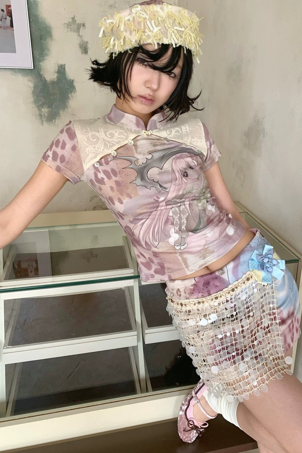 Lace Patchwork Cheongsam Top
