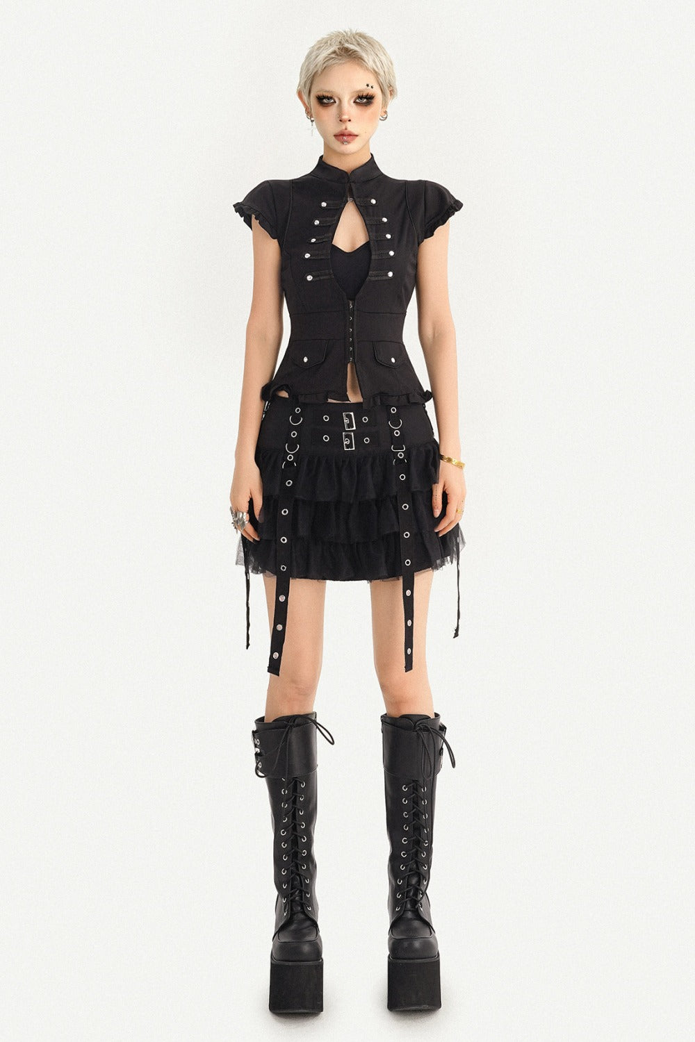 Layered Ribbon Punk Skirt
