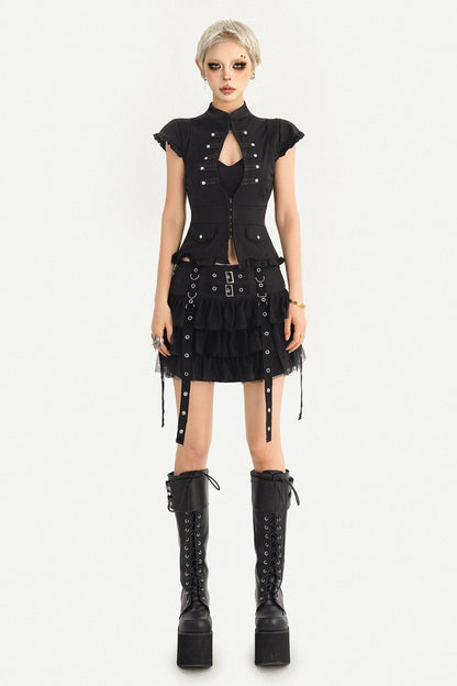 Layered Ribbon Punk Skirt