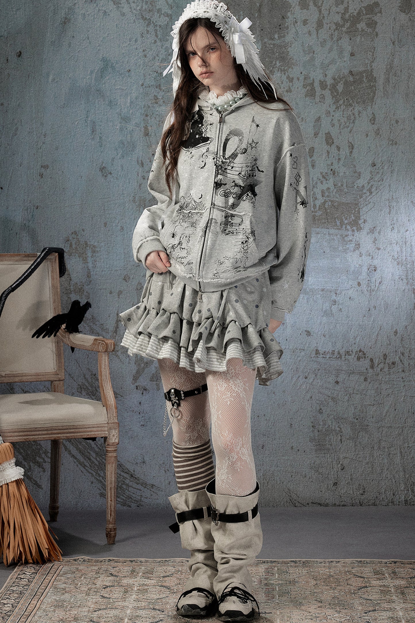 Witch Detachable Hood Zip-Up Hoodie