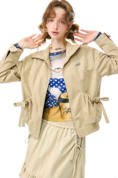 Khaki Lapel Work Jacket