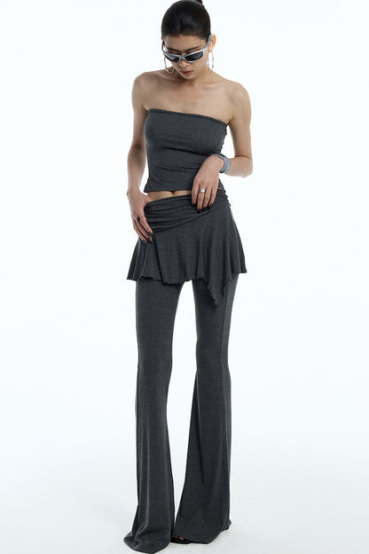 Faux Two-Piece Lyocell Flared Pants Set-Up
