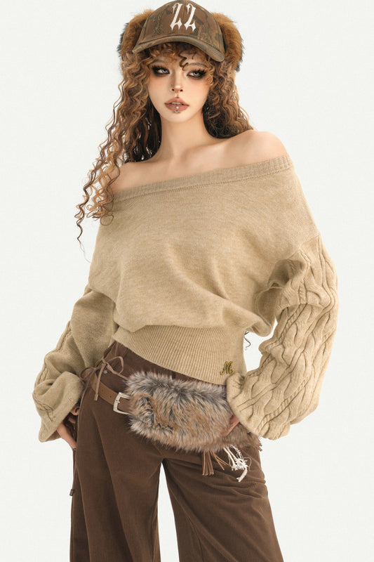 Fur Collar Knit Sweater