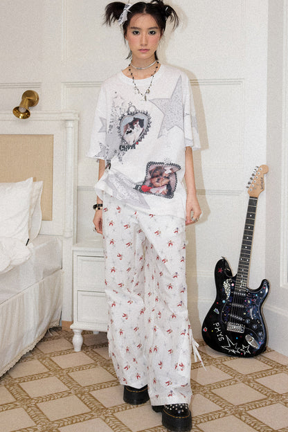 Retro Heart Print Blouse