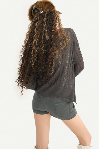 Gray Buttoned Low-Waist Skirt