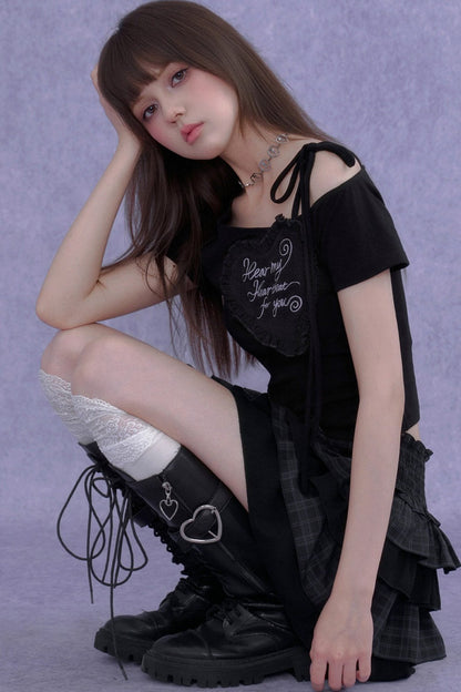 Plaid Tiered Waist-Cinching Skirt