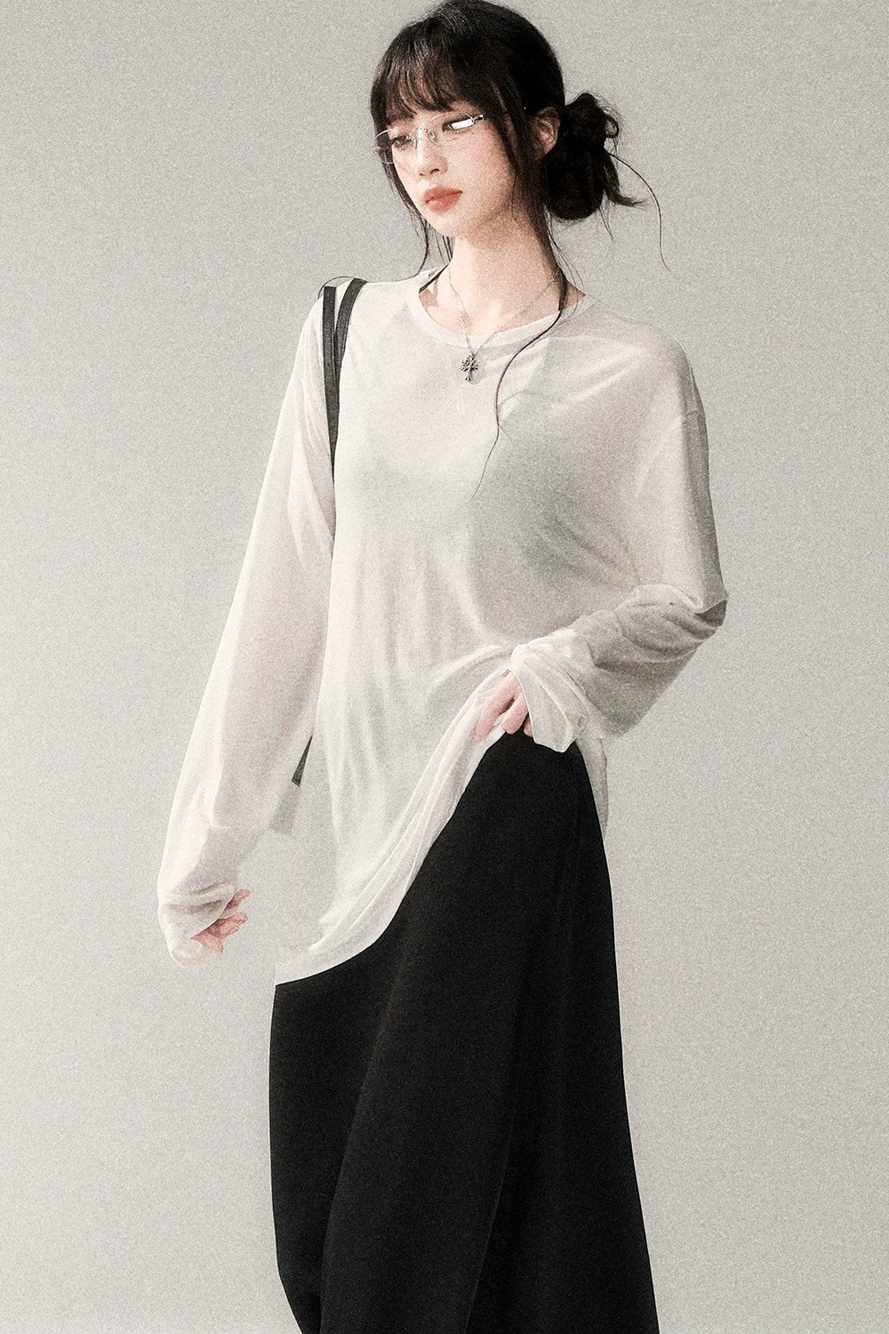 Gonna a trapezio in satin di acetato