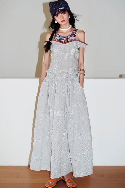 Vacation Polka Dot Embroidered Dress