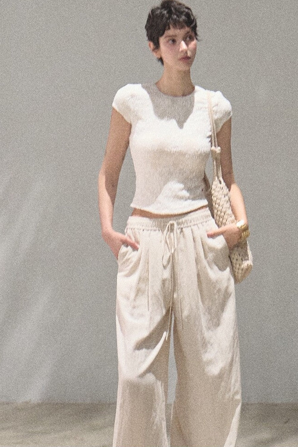 Lace Splice Short Sleeve Top