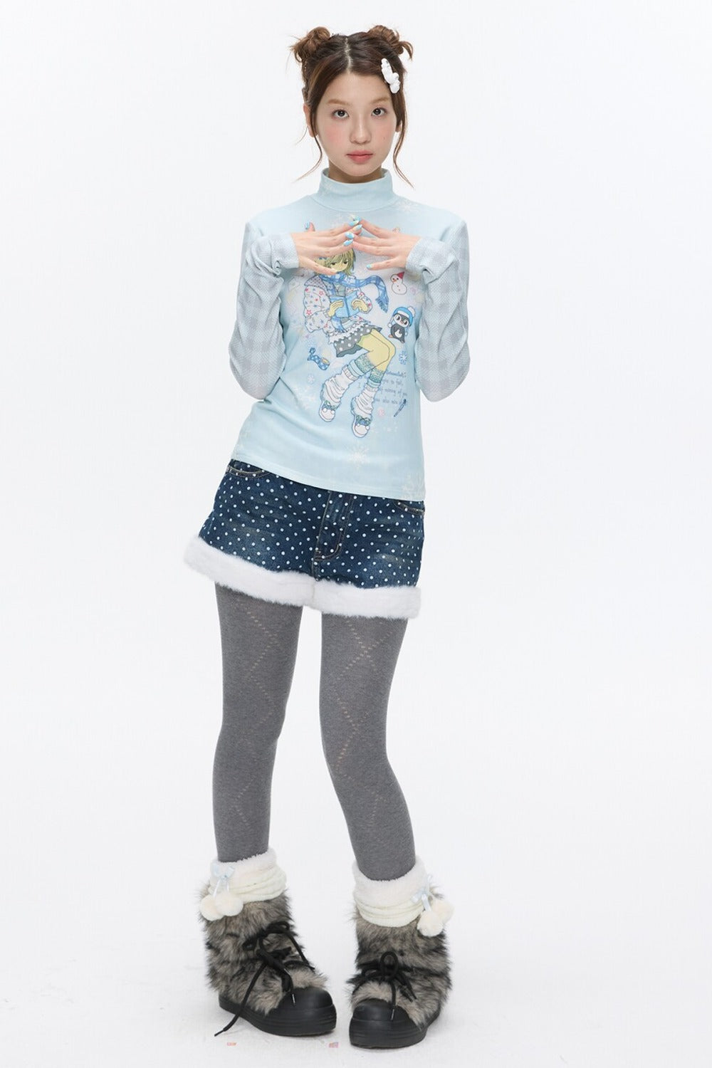 Octopus Grass Half-Turtleneck Top