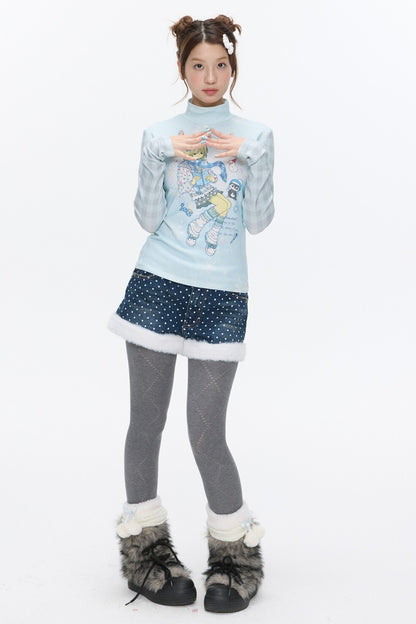 Octopus Grass Half-Turtleneck Top