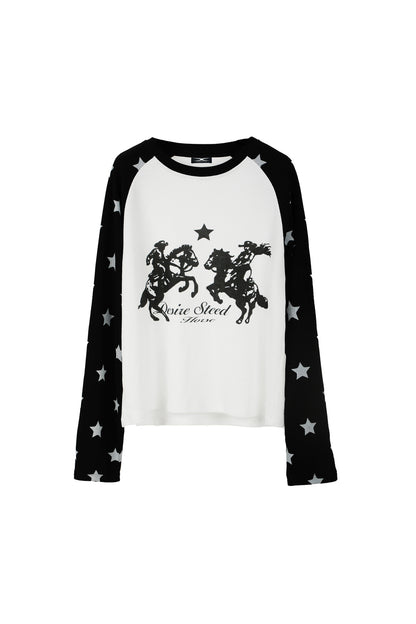 Raglan-T-Shirt mit Ritterturnier-Print und Stern
