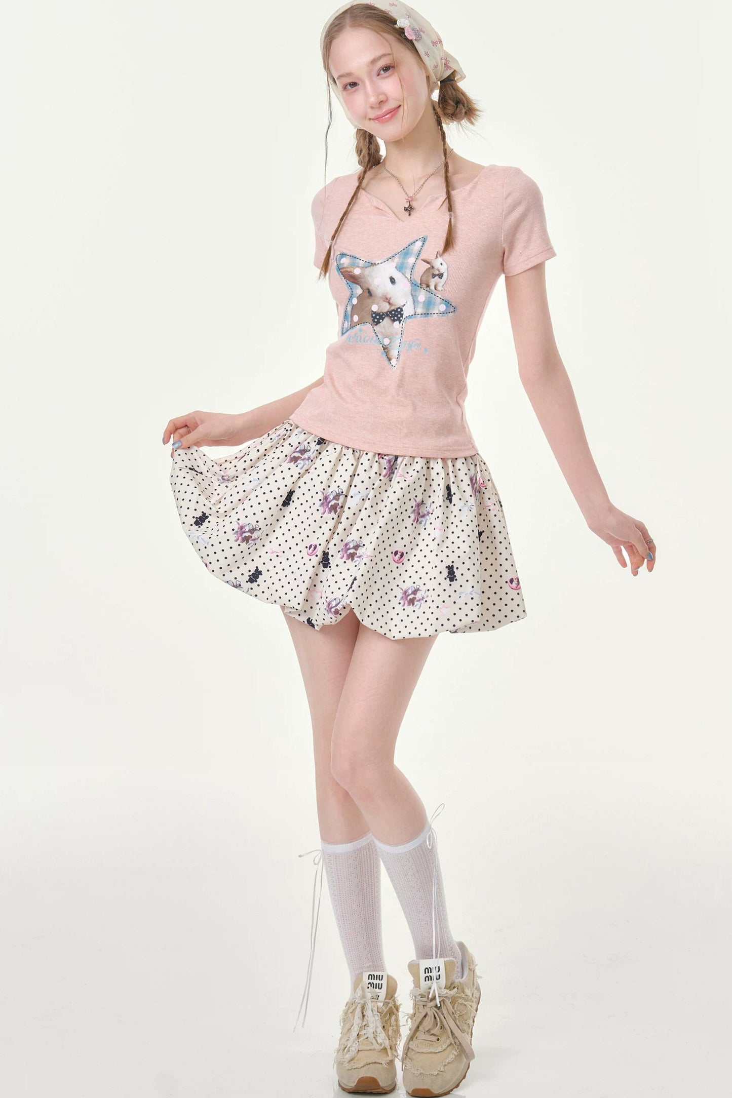 Heart Rabbit Polka Dot Skirt