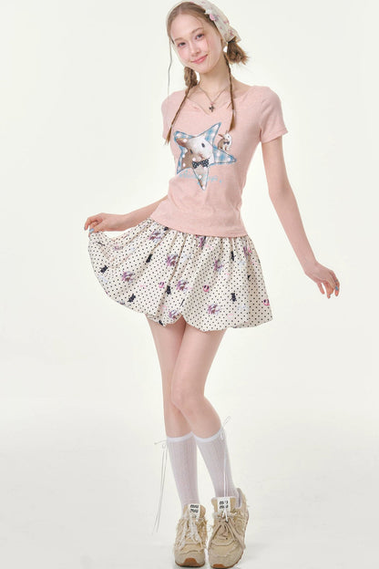 Heart Rabbit Polka Dot Skirt