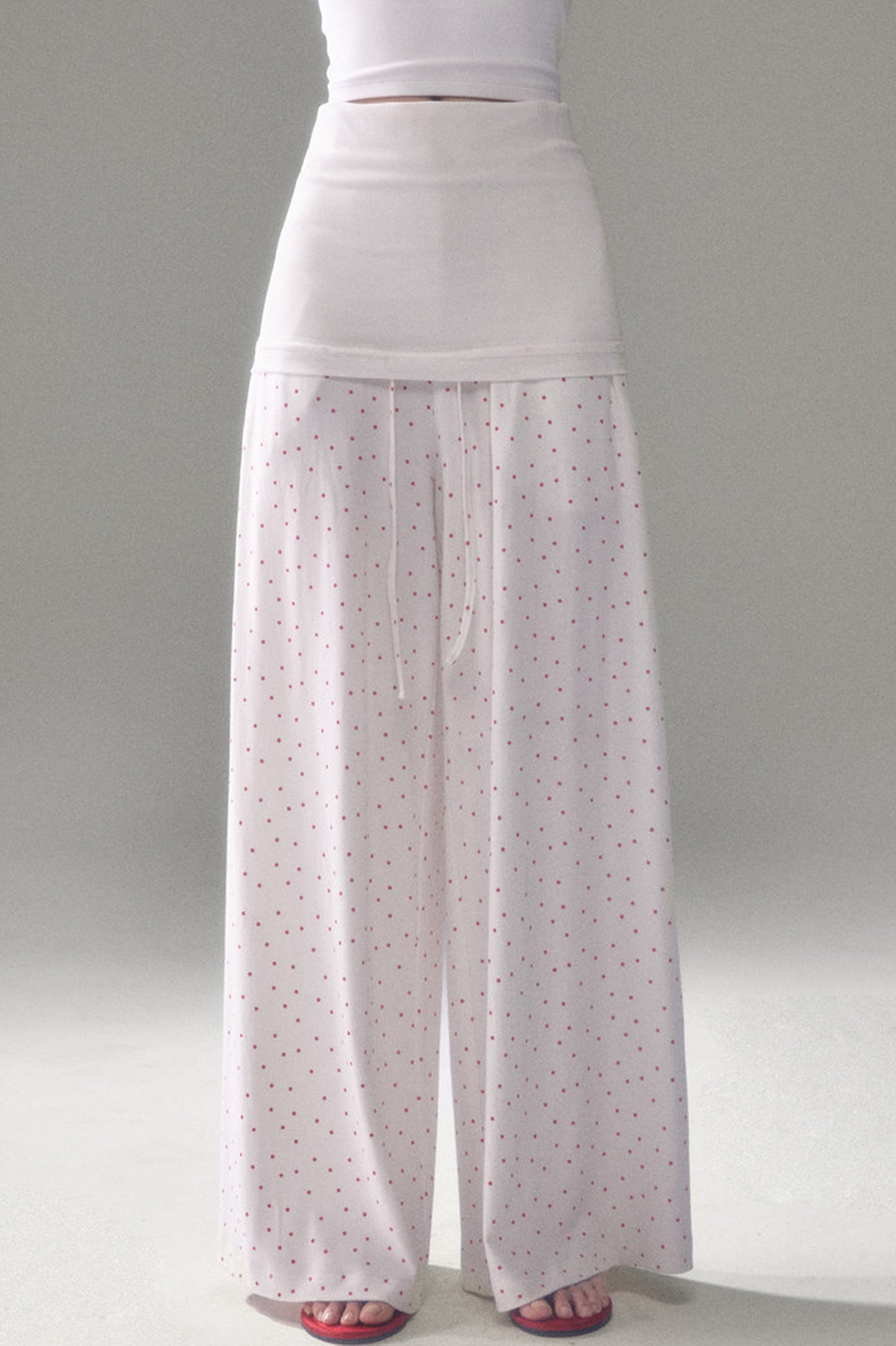 Retro Polka Dot Foldable Strapless Wide Leg Trousers