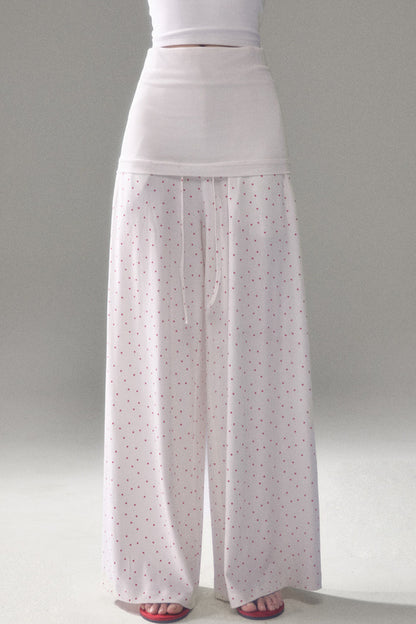 Retro Polka Dot Foldable Strapless Wide Leg Trousers