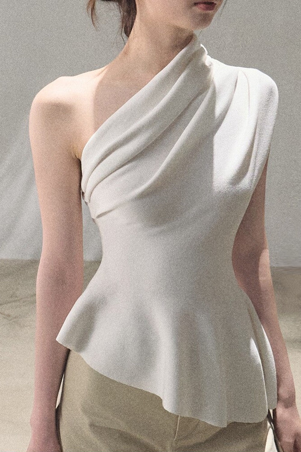 White Asymmetrical Lyocell Top