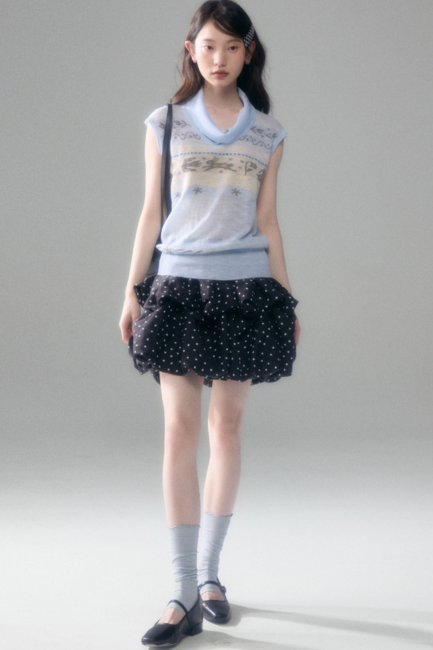 Retro Polka Dot Ruffle Cake Skirt