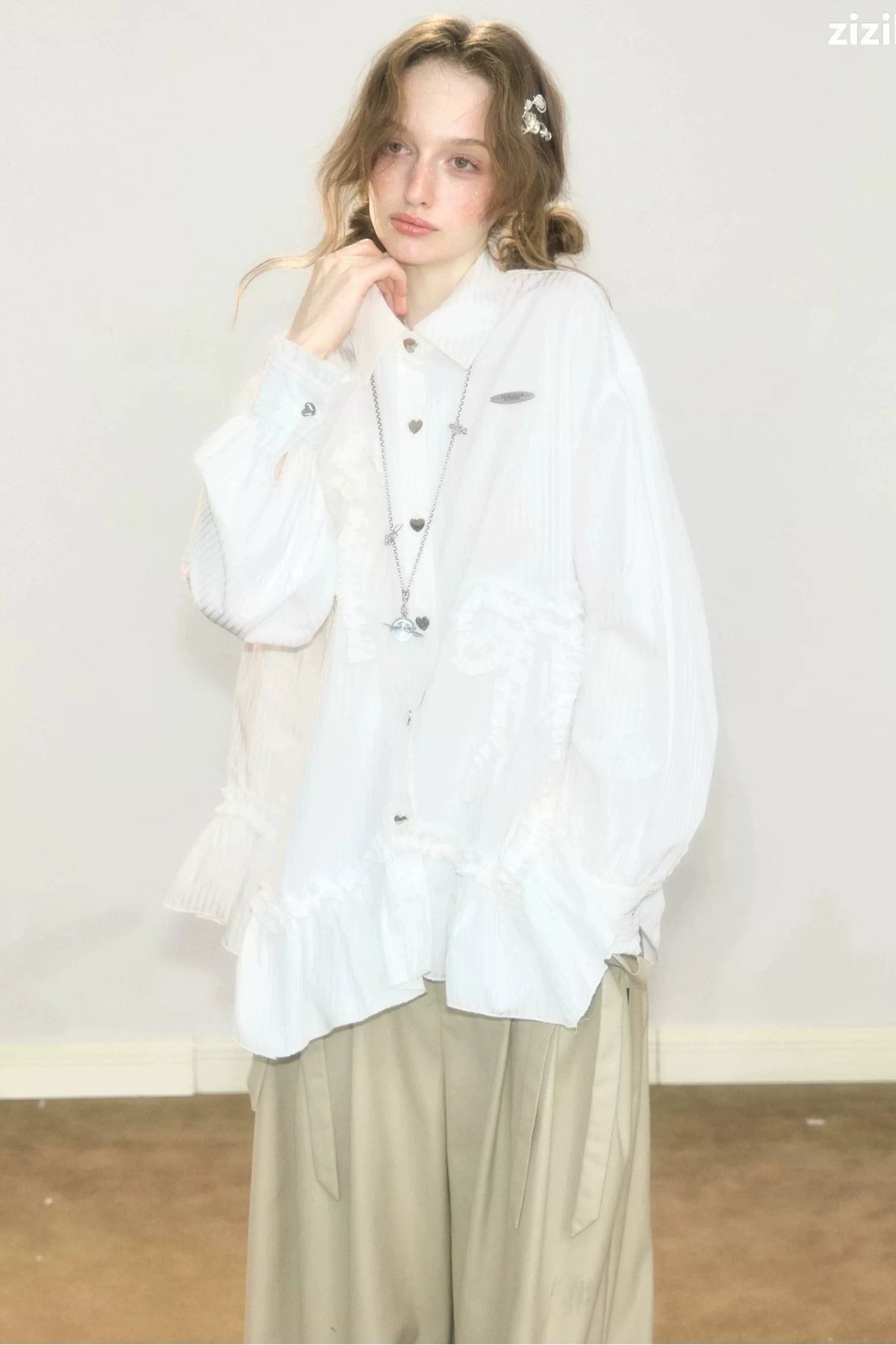 Lace Hem Bow Shirt