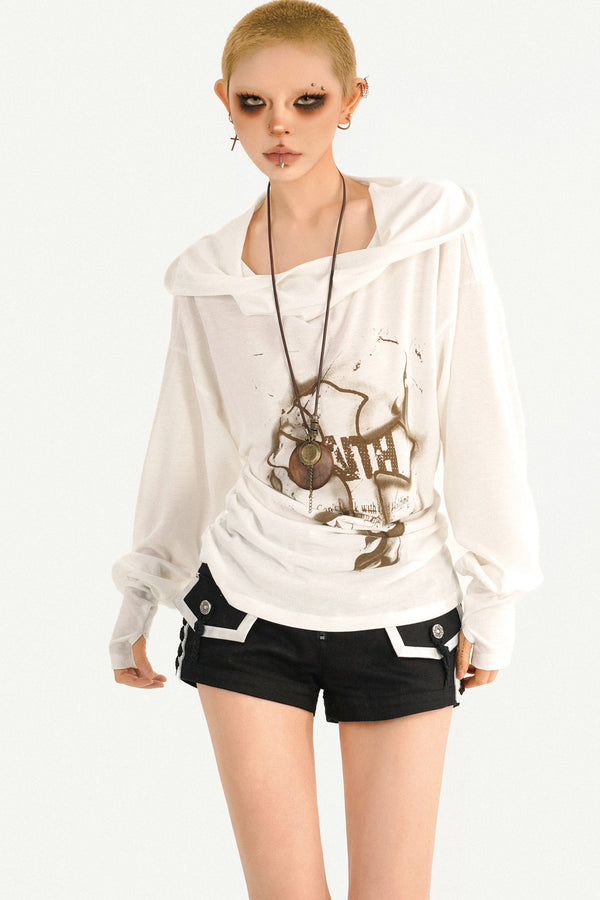 Wasteland Style Hooded Long Sleeve T-Shirt