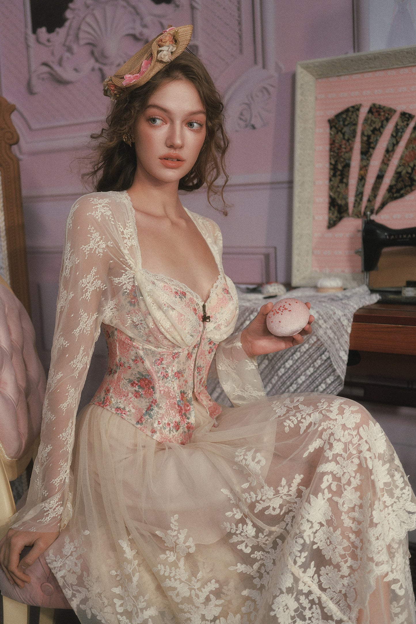 Rose Lace Retro Top