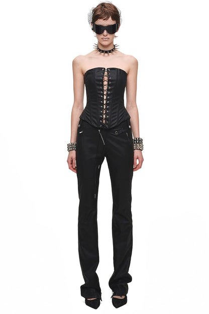 Slim-Fit Micro-Flared Leather Pants