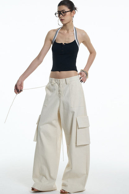 Oatmeal Curved Blade Cargo Pants