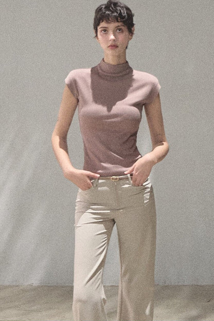 Ribbed Lyocell Short Sleeve Top