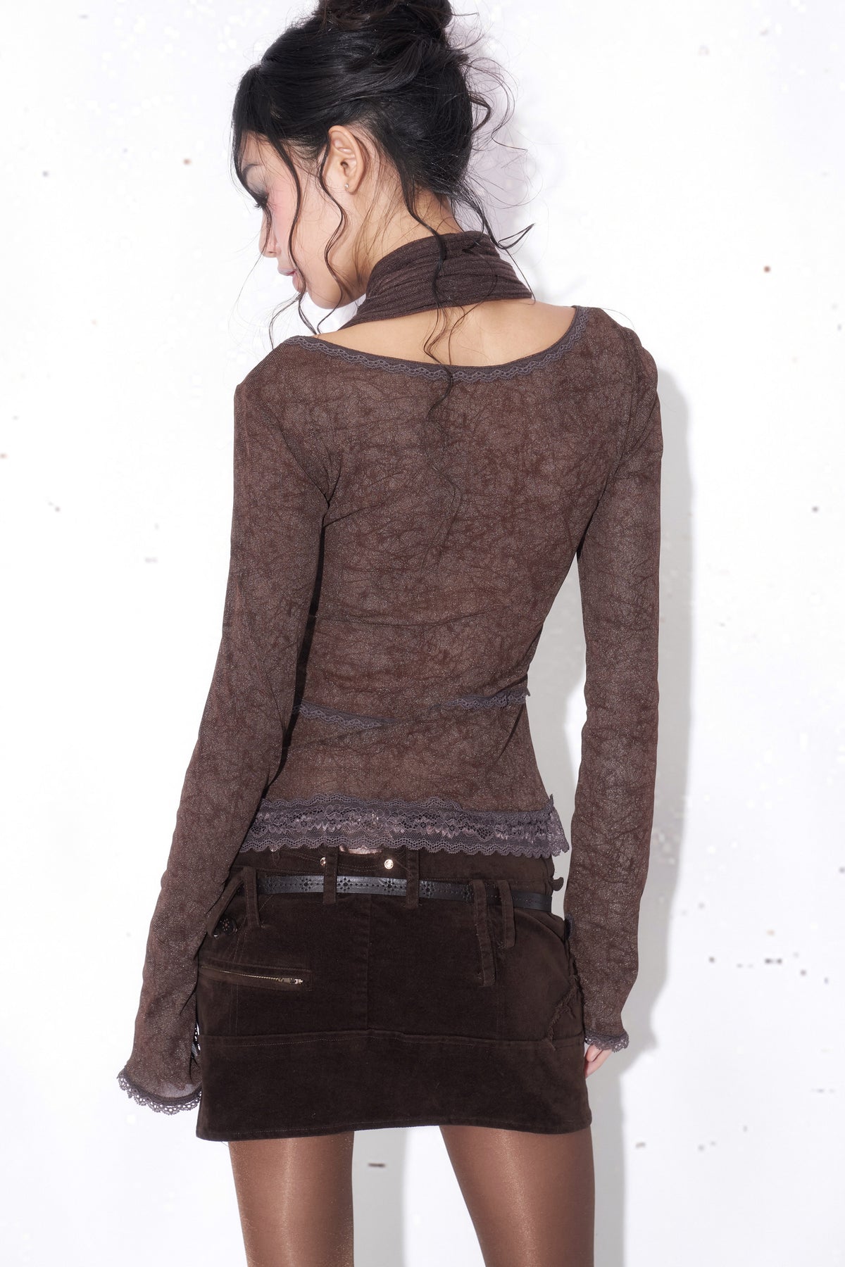 Studded Leather Patchwork Mini Skirt