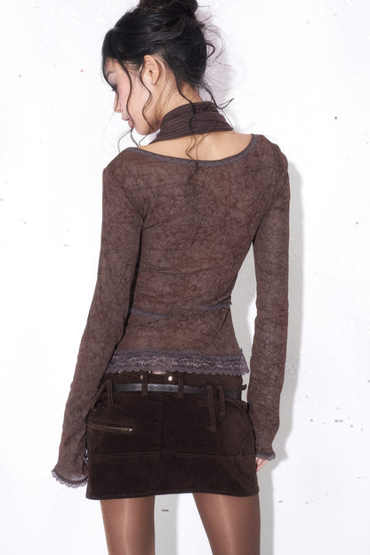Studded Leather Patchwork Mini Skirt