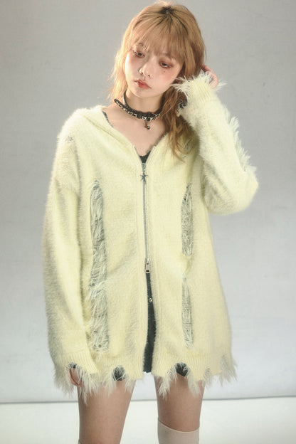 Bunny Ears Hooded Knit Cardigan