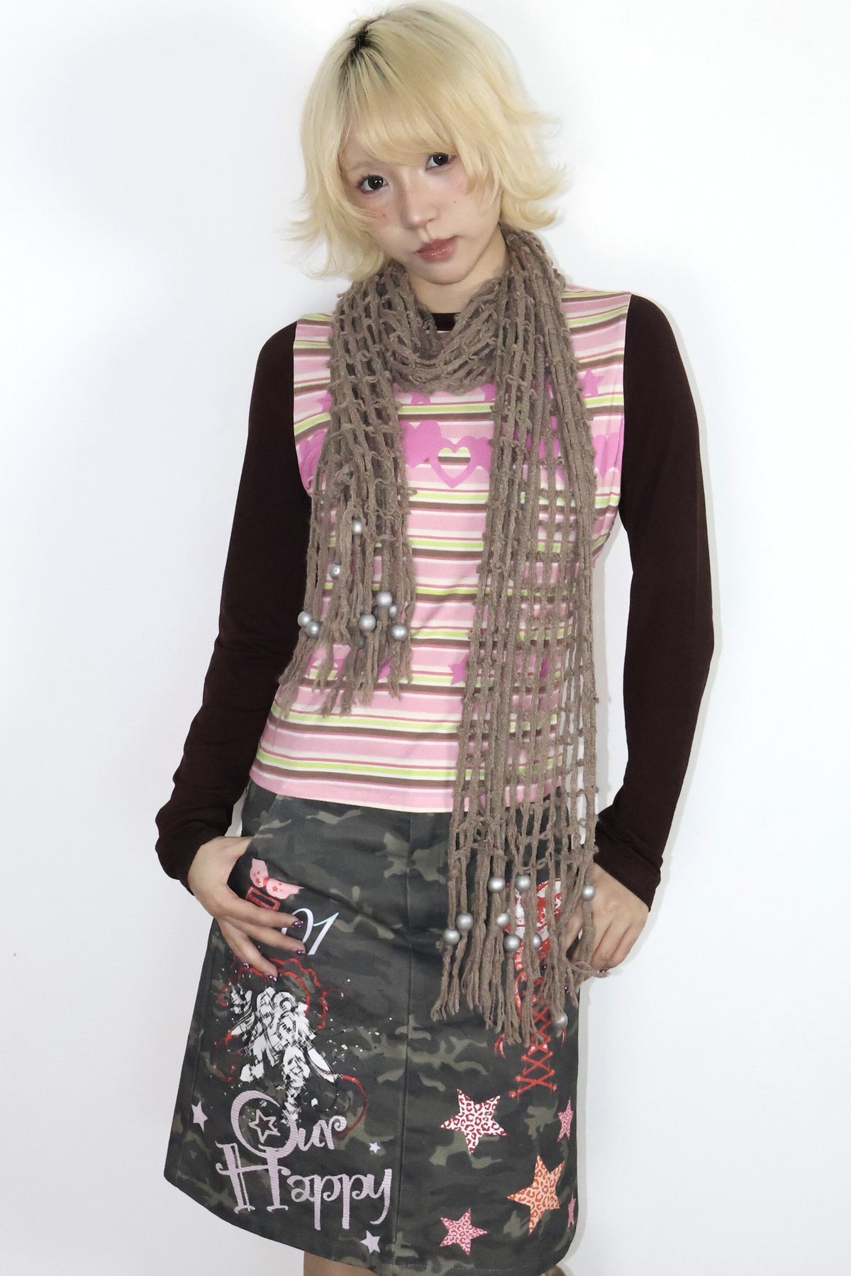 Pink Coffee Striped Tee