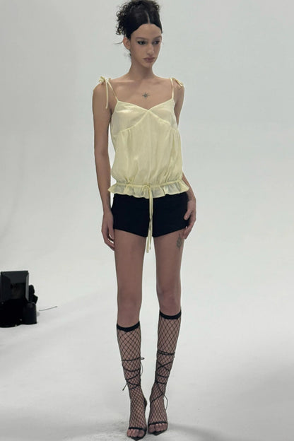 Slightly Glossy Loose Waist-Tie Camisole