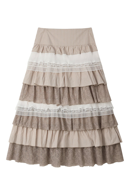 Ruffled A-Line Midi Skirt