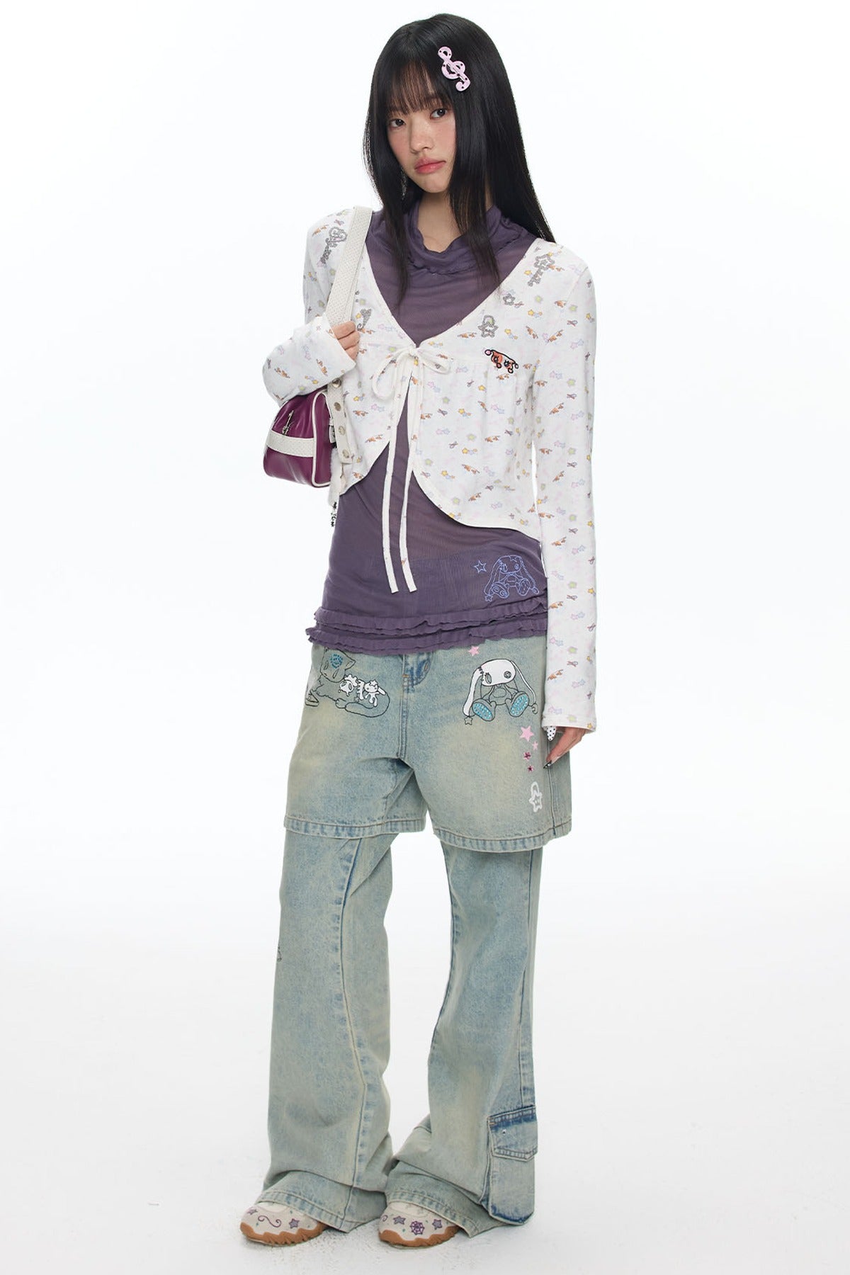 Snowflake Embroidered Cashmere Cardigan