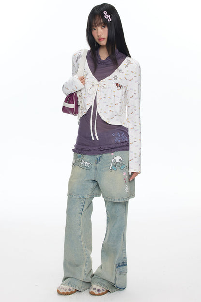 Snowflake Embroidered Cashmere Cardigan